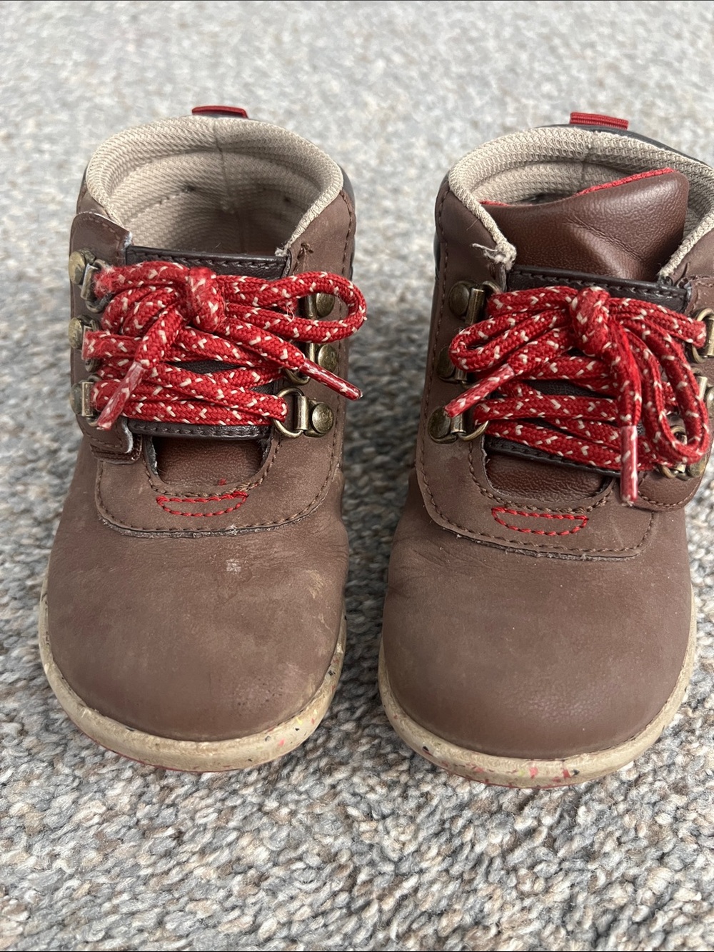 Merrell Brown Kids Hiking Boots with Red Laces